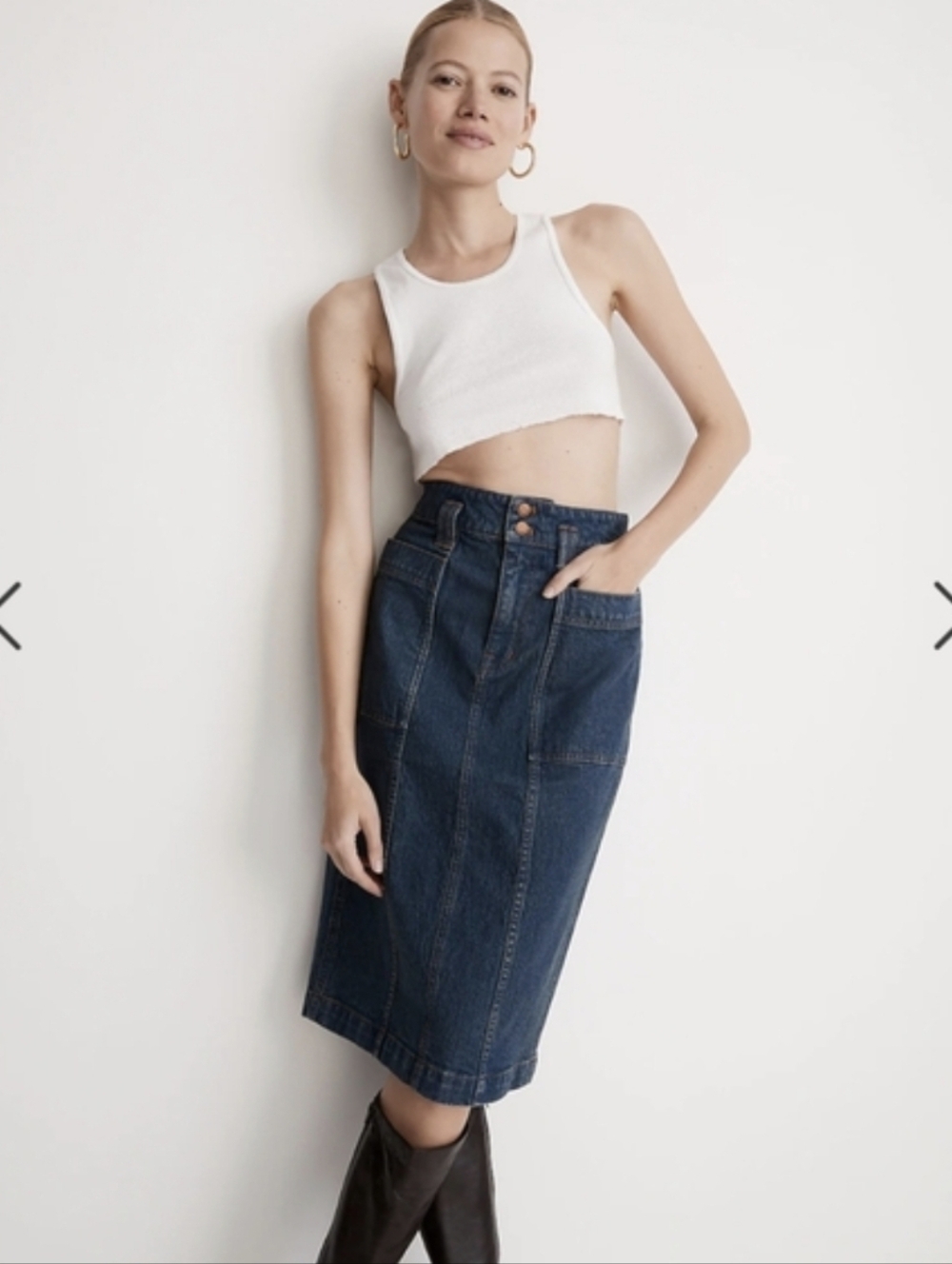 Madewell Hi Rise Midi Denim Skirt